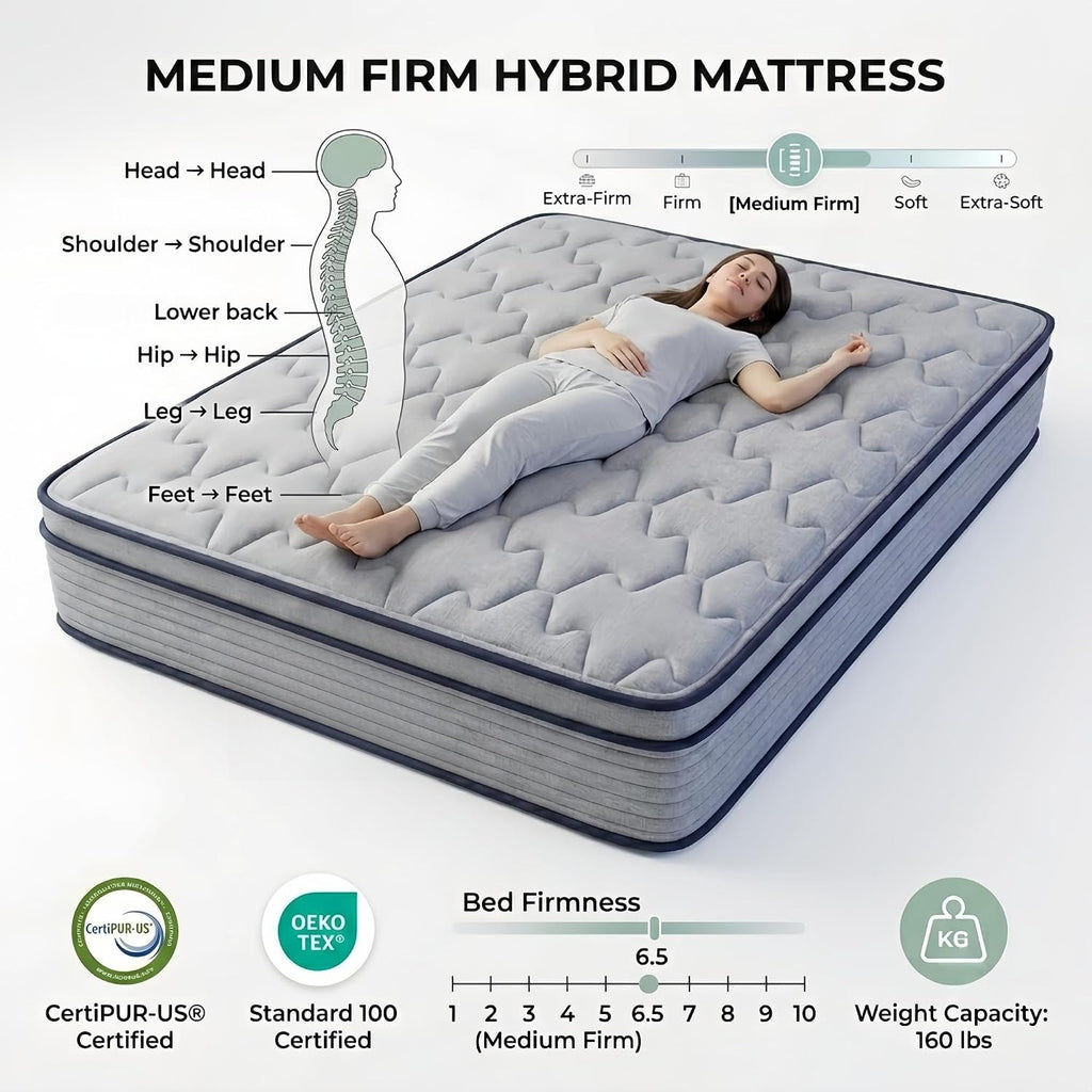 10 Inch Medium Firm Twin Hybrid Mattress