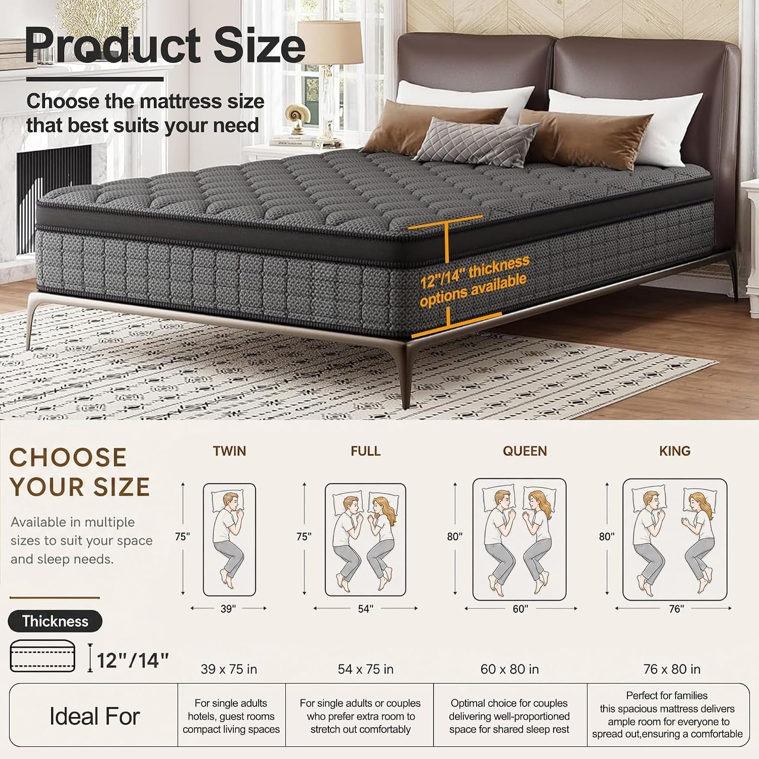 12 Inch Gel Foam Twin Hybrid Mattress