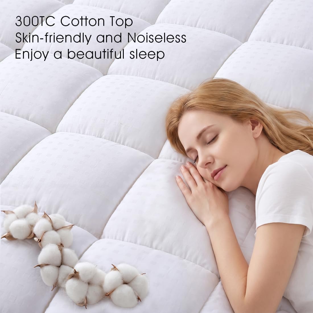 Cotton Pillow Top Queen Mattress Pad