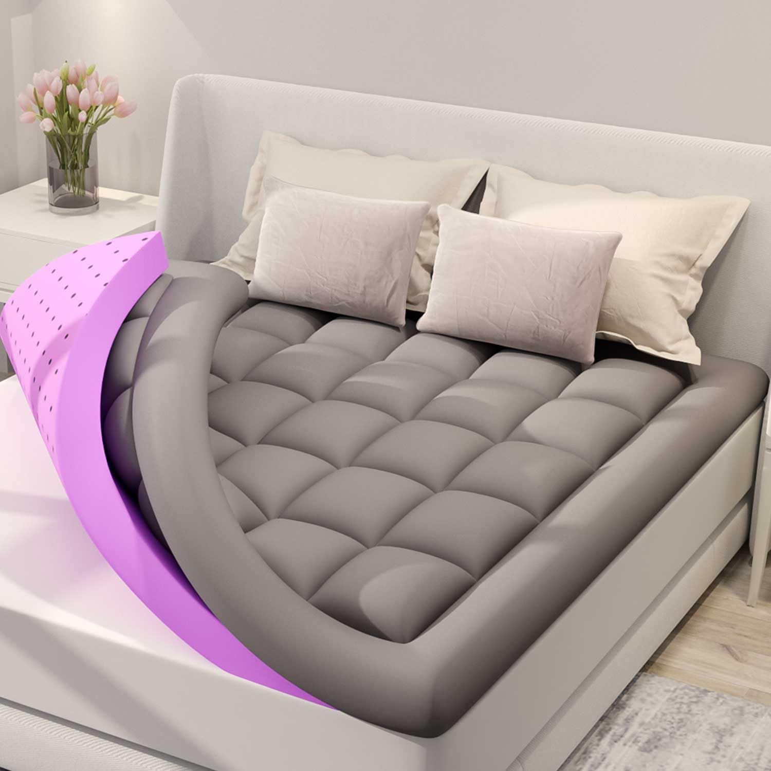 5 Inch Dual Layer Queen Mattress Topper