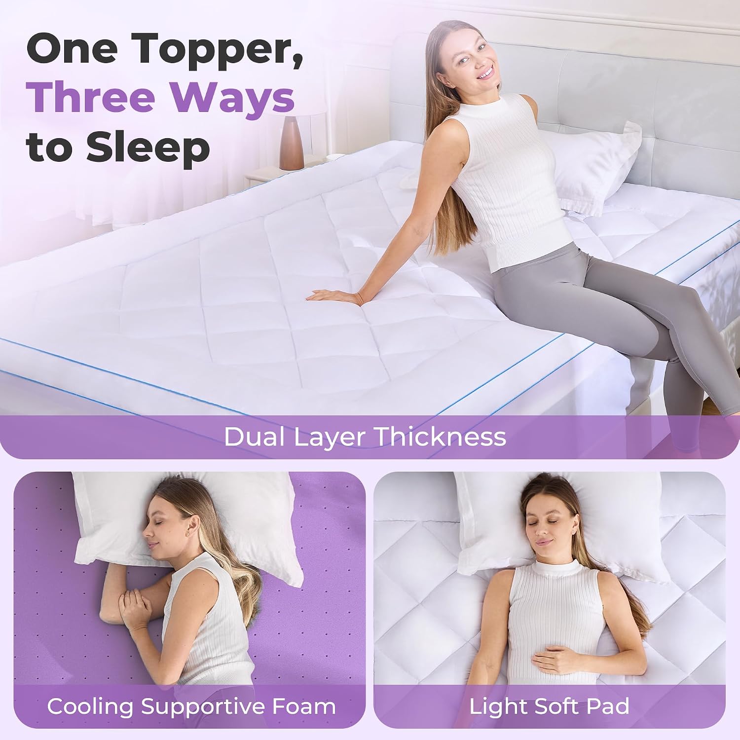 5 Inch Dual Layer Queen Mattress Topper