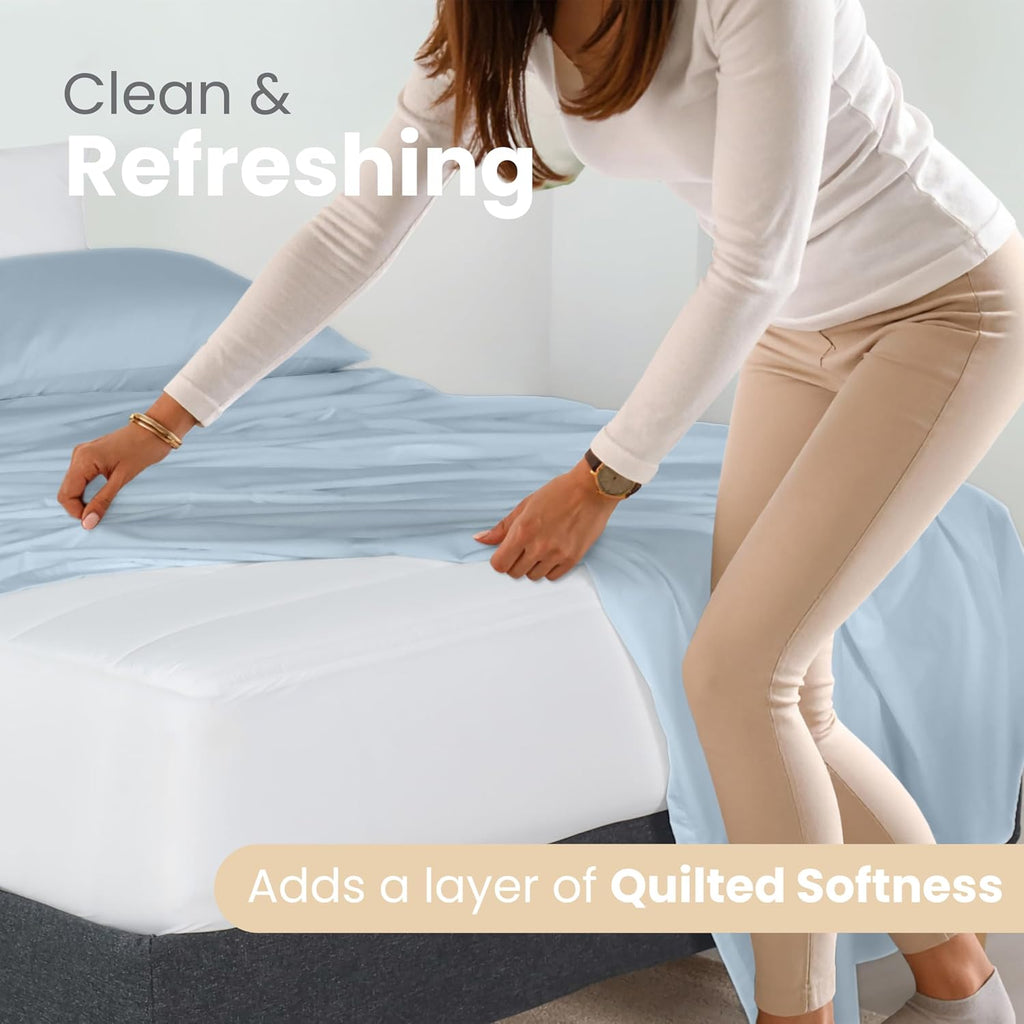 Poly Cotton Quilted King Mattress Pad