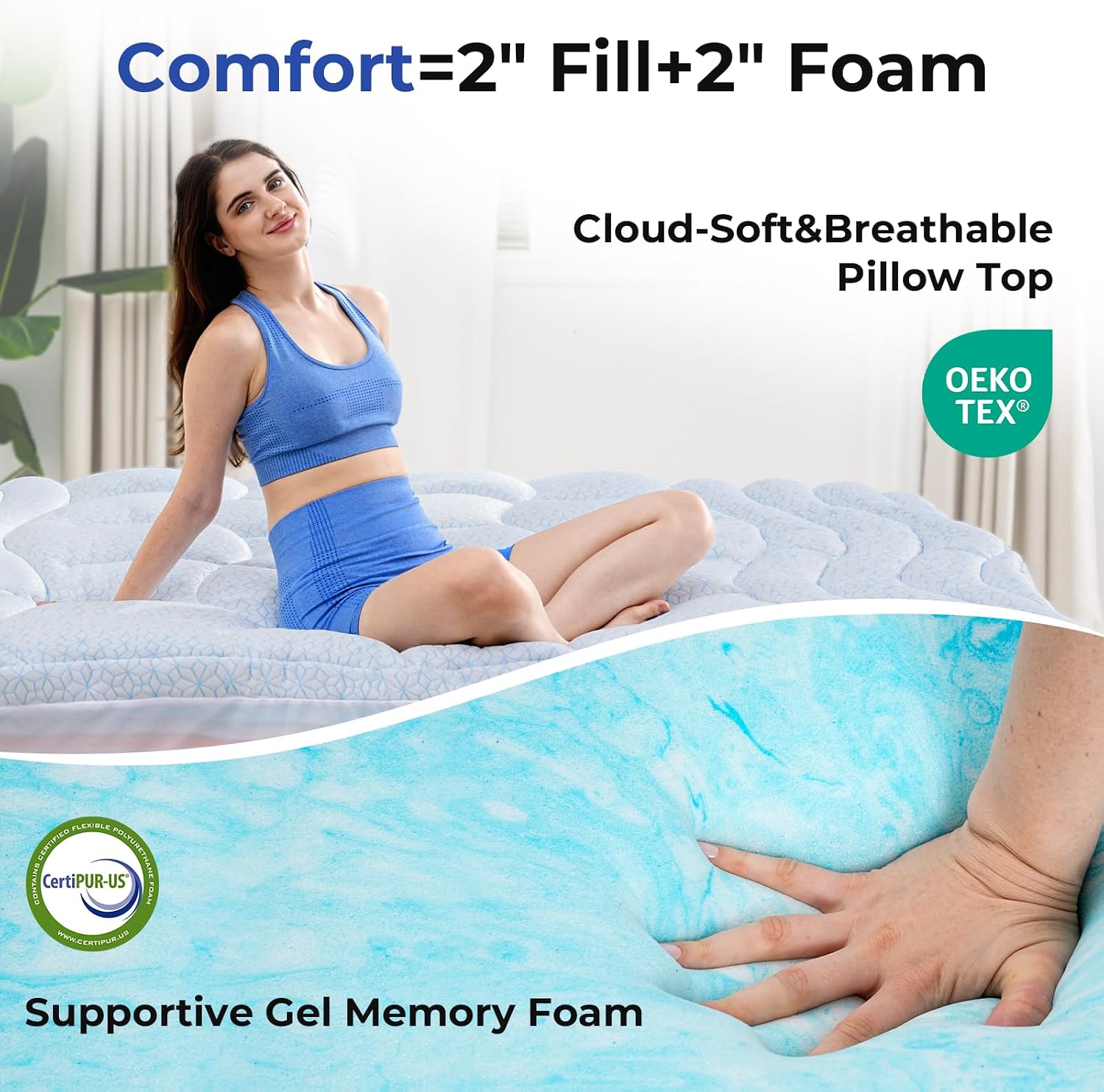 4 Inch Dual Layer King Mattress Topper