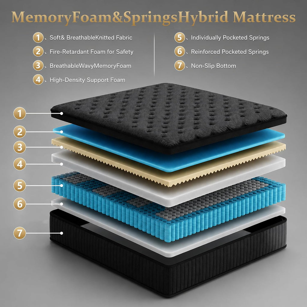 14 Inch Pillow Top Twin Hybrid Mattress