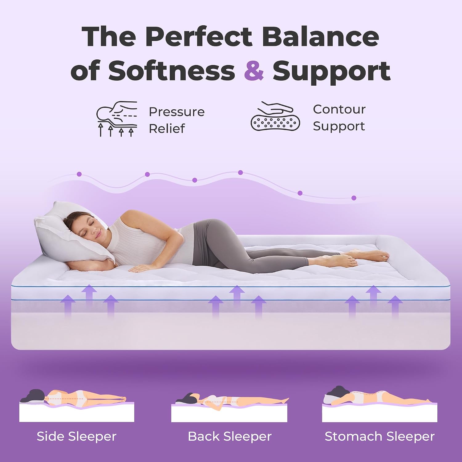 5 Inch Dual Layer Queen Mattress Topper