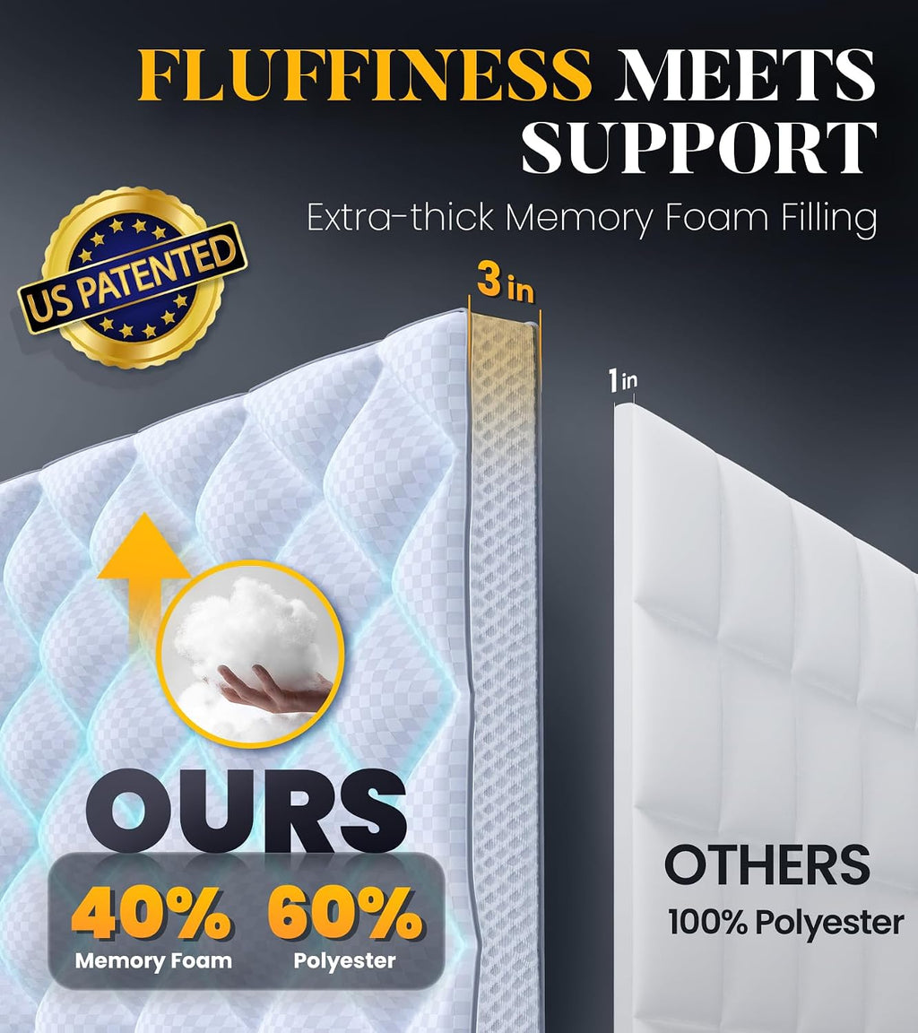 3 Inch Fluffy Pillow Top Queen Topper