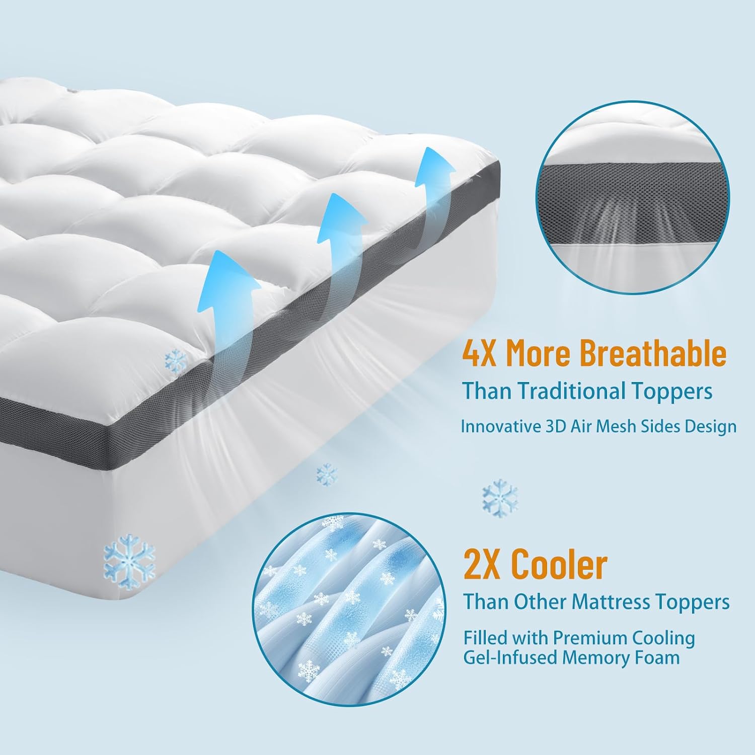 4 Inch Foam King Cooling Mattress Topper