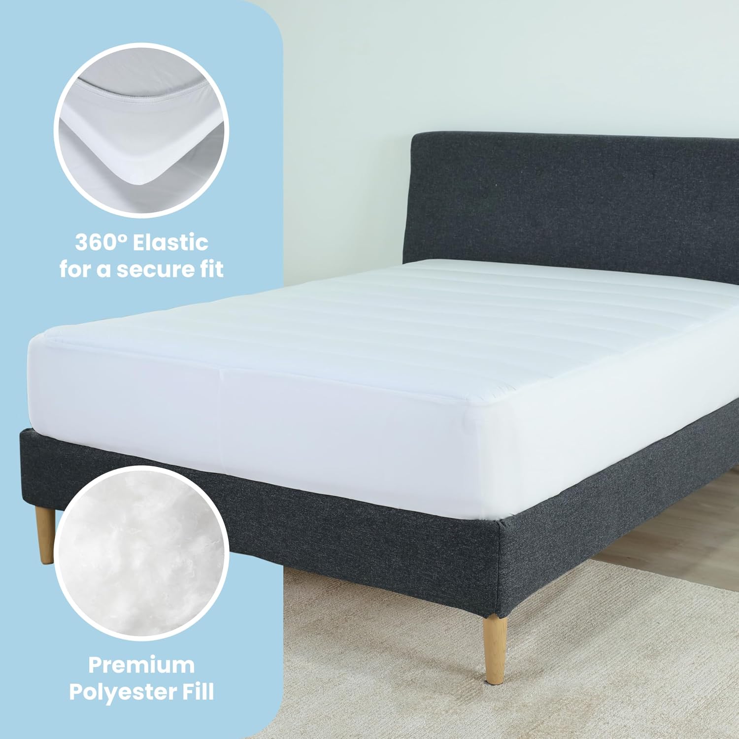 Poly Cotton Quilted King Mattress Pad