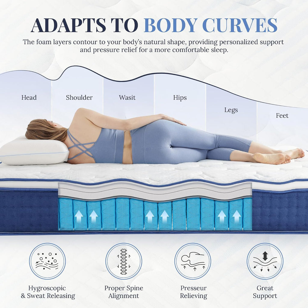 12 Inch Medium Twin Hybrid Spring Mattress