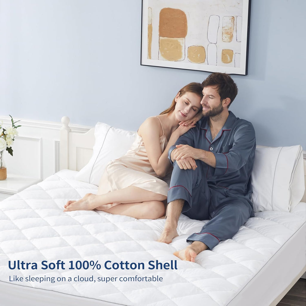 Cotton Quilted Deep Pocket Queen Mattress Pad