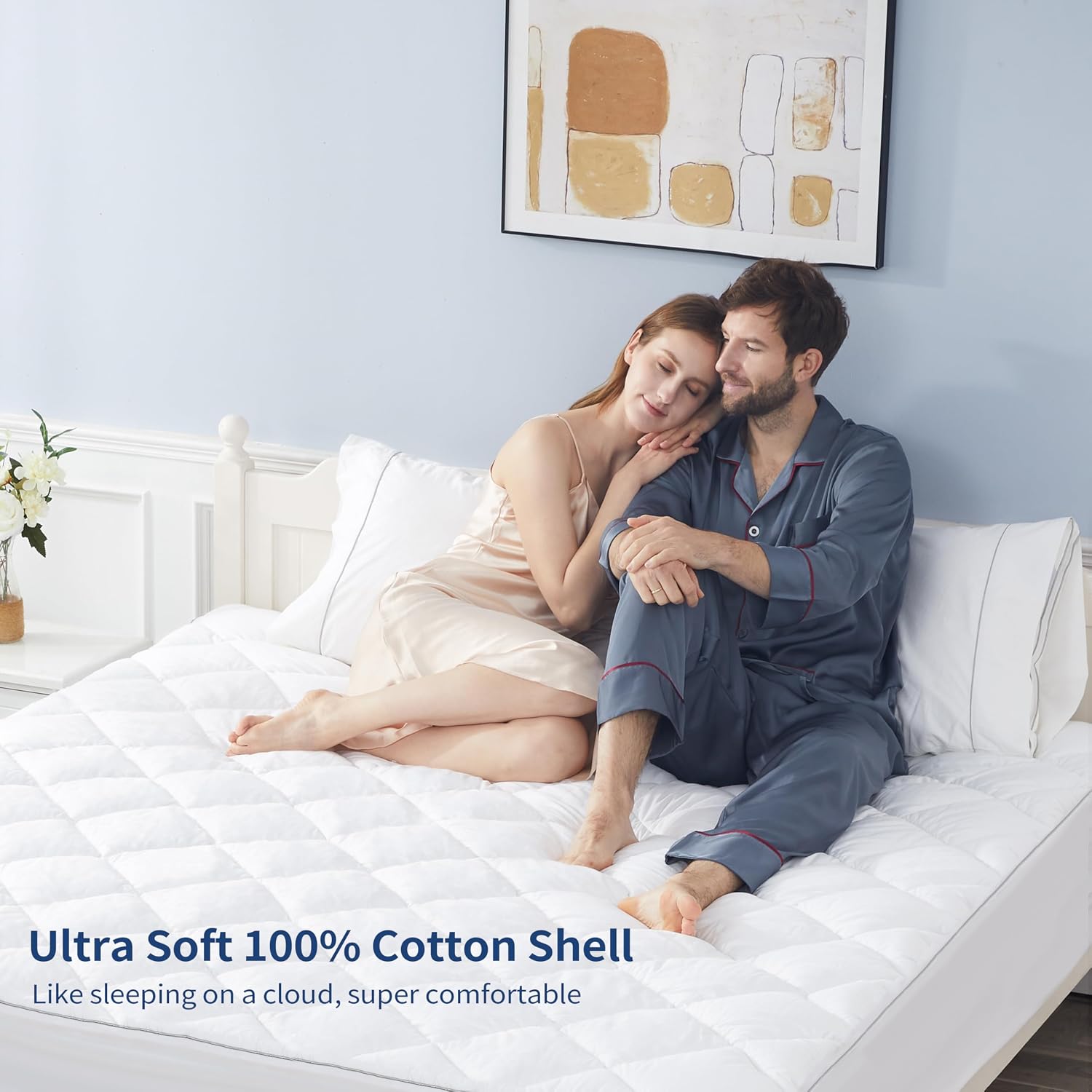 Cotton Quilted Deep Pocket Queen Mattress Pad